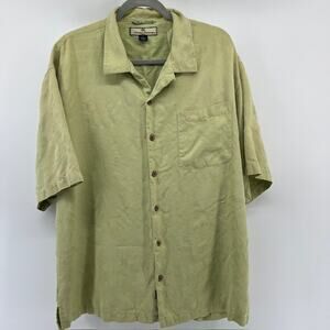 VTG Tommy Bahama 100% Silk Hawaiian Shirt Mens XL Green Tropical Beach 90s Dad